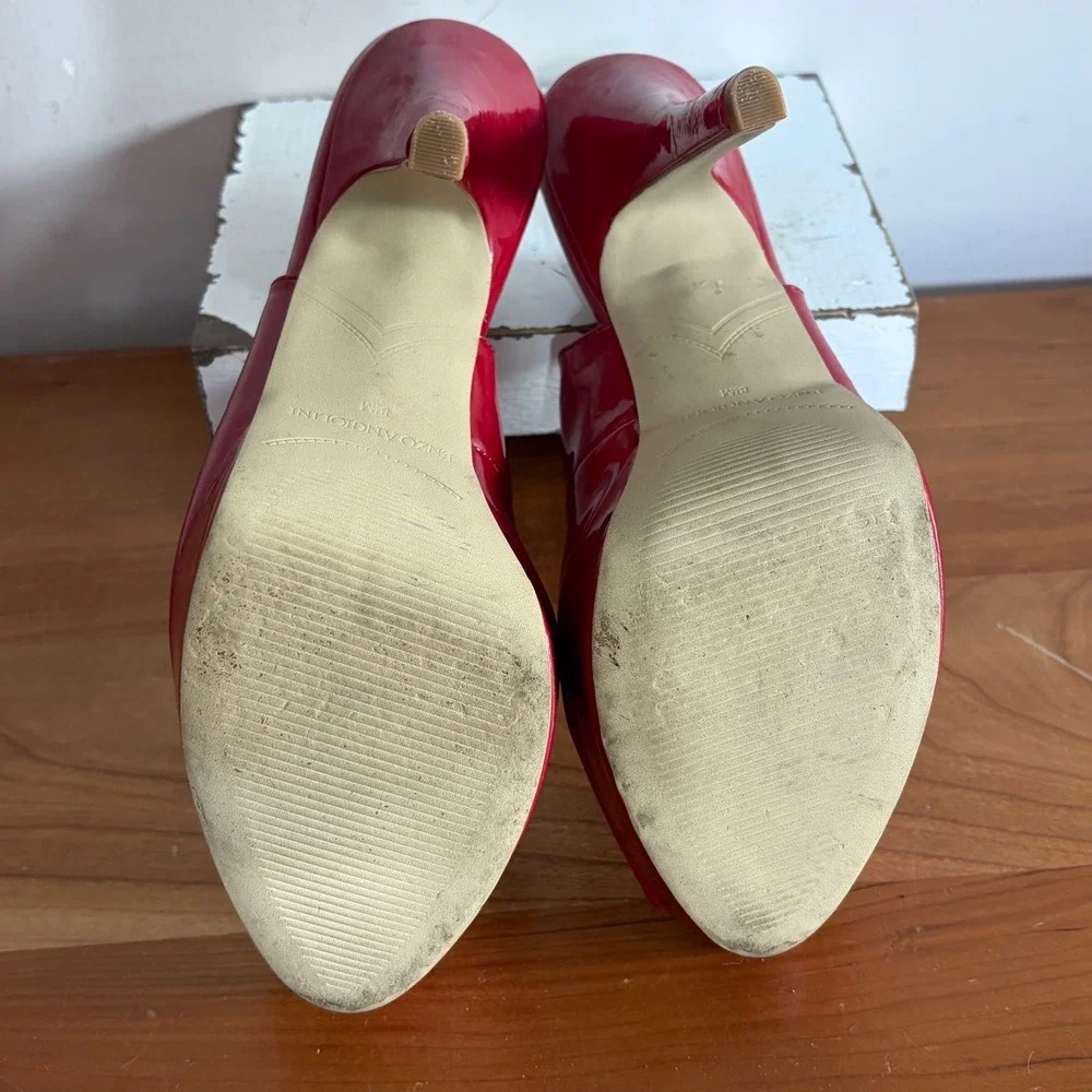 Enzo Angiolini Shaylin Red Patent Peep Toe Platform Slingback Heels 8.5M